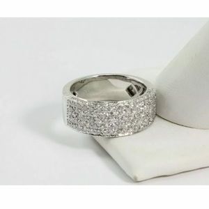 14k white gold pave diamond cigar band UNiSEX